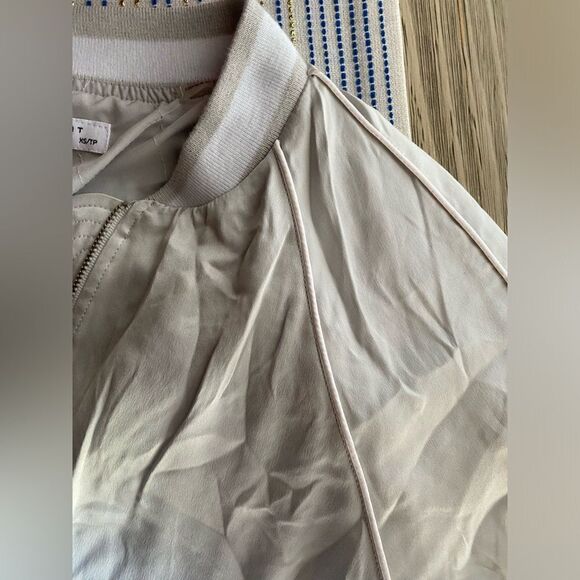 Equipment Bomber Jacket Womens  Sz XS Silk  Light Gray Back Embroidered NWT - Picture 9 of 16